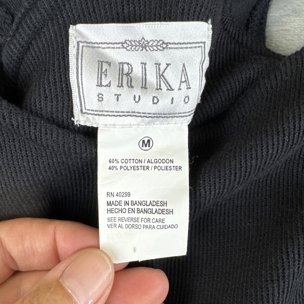 Vintage Erika Studio Overall Dress Women's‎ M Black Buttons Ribbed 90's (1250) - Picture 2 of 12